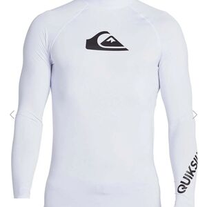 Quiksilver Men's White and Black Swim Rash Guard